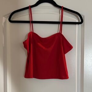 Red Asymmetrical Crop Camisole
